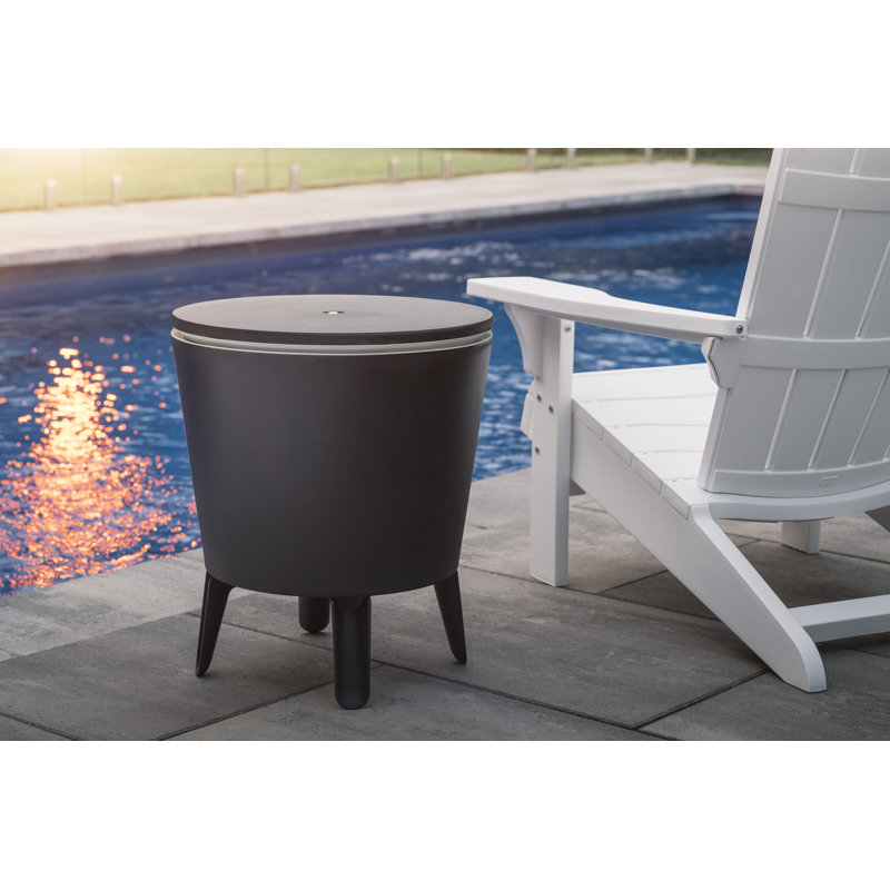 Keter 32 Qt. Cool Bar Cooler Outdoor Weather Resistant Patio Furniture 2 in 1 Pop Up Cocktail Side Table and Beverage Cooler Combo