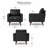 Statura 32" Mid-Century Square Arm Accent Chair, Sofa Chair, Black-1025096270