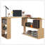 Bureau d'angle en L, bureau à domicile rotatif à 360 degrés avec tablettes de rangement, poste de travail de table d'écriture, érable-395810705