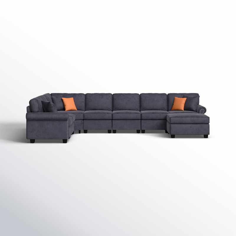 Mcclaine Upholstered L-Shaped Sectional Reversible, Gray Polyester Blend
