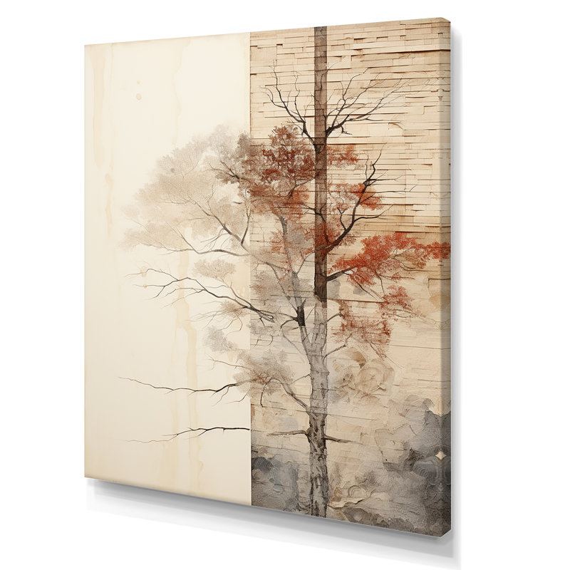 Minimalisme, séquoia beige, impression sur toile encadrée, Toile tendue, H 44 po x l 34 po x P 1,5 po