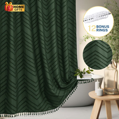 Chevron Textured Shower Curtains,Boho,Machine-Washable