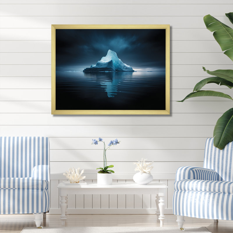 " Blue Black Iceberg Frozen Embrace ", H 16 po x l 32 po x P 1 po, Cadre doré à une seule photo