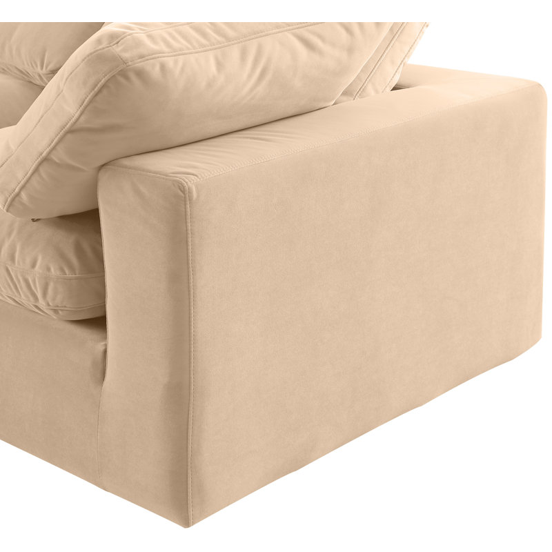 Issah Velvet U-Shaped Sectional Reversible, Beige Velvet