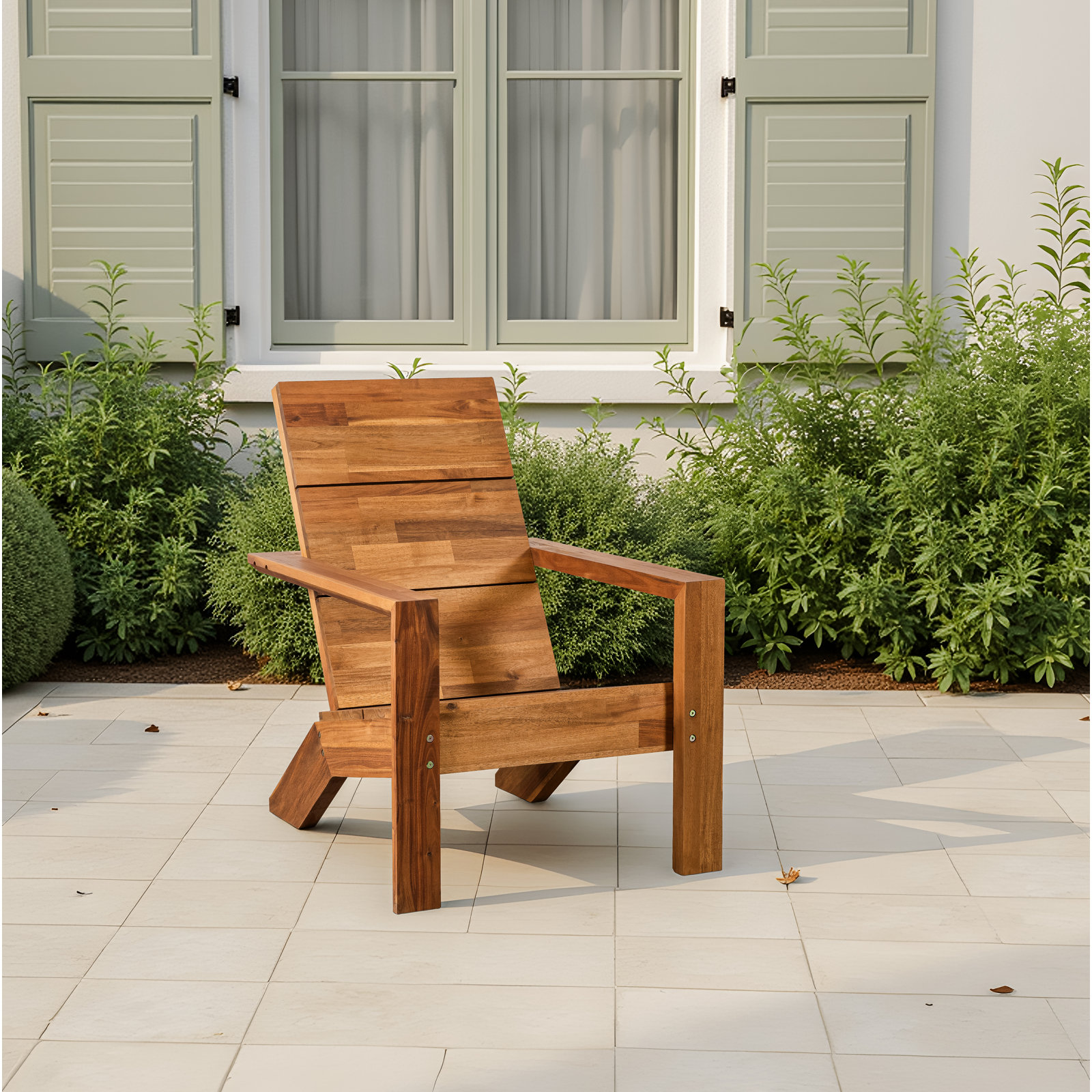 Renae Outdoor Acacia Adirondack Chair