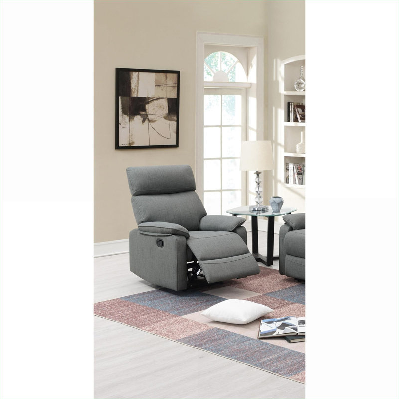Fauteuil inclinable à dossier haut en toile de jute grise pour une sensation luxueuse de tissu contemporain avec accoudoirs rembourrés