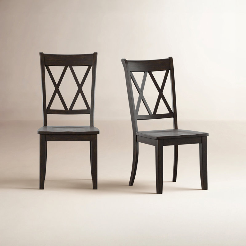 Fortville Solid Wood Cross Back Side Chair, Noir antique