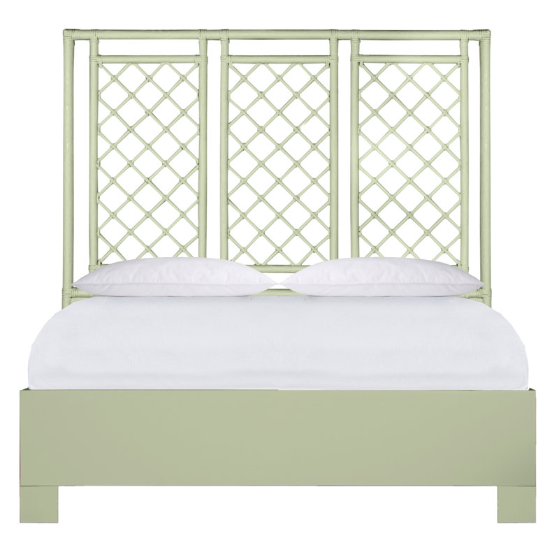 X & Diamond Low Profile Standard Bed, Queen, Celery Green