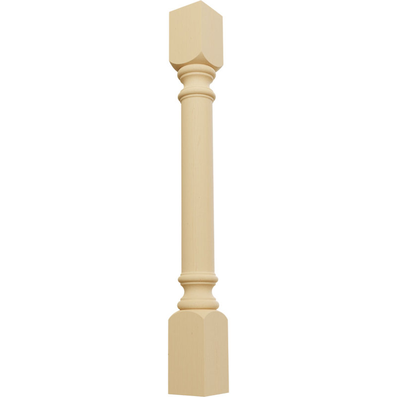 Traditional Cabinet Column (Top Block: 6 1/8"), 3 3/4"W x 3 3/4"D x 35 1/2"H, Alder