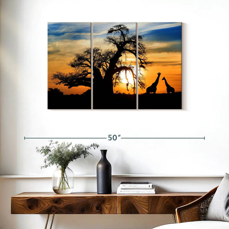 African Sunset Giraffes, 24" H x 38" W