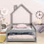 Twin Size Wood Bed With House-Shaped Headboard-1727483588