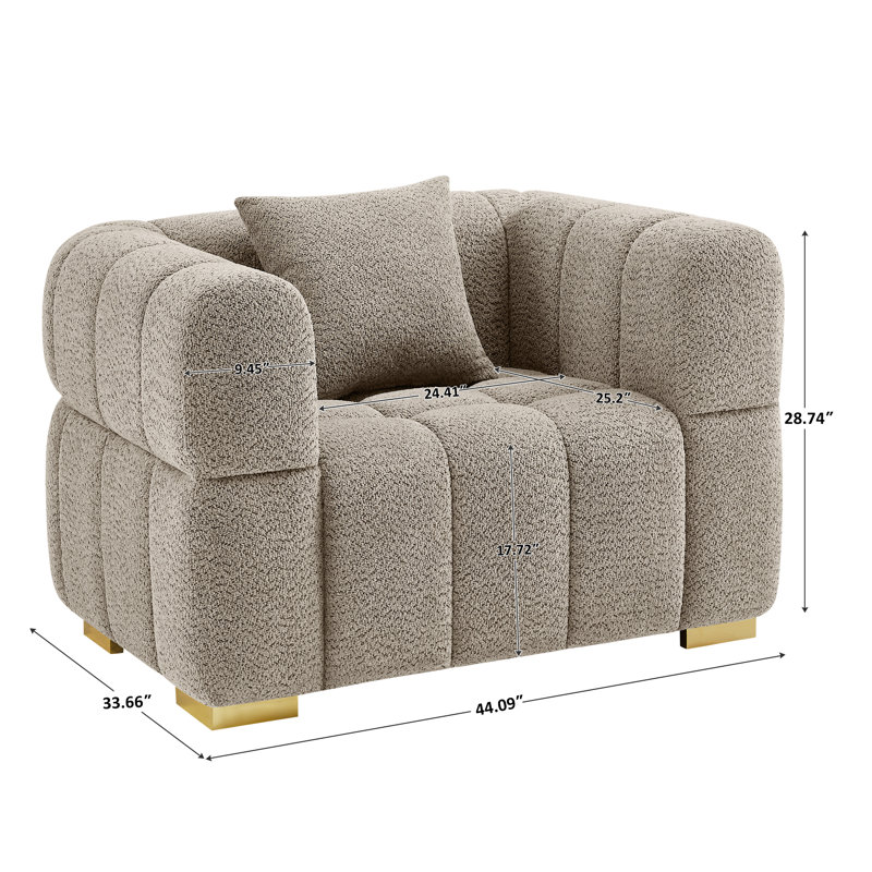 44In Oversized Boucle Tufted Accent Chair, Set Of 2, Camel Boucle