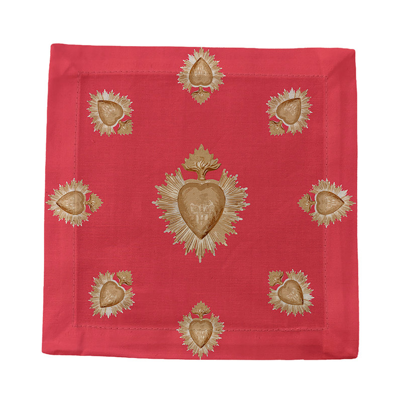 Ex Vote Cotton Sateen Cocktail Napkins, Crimson