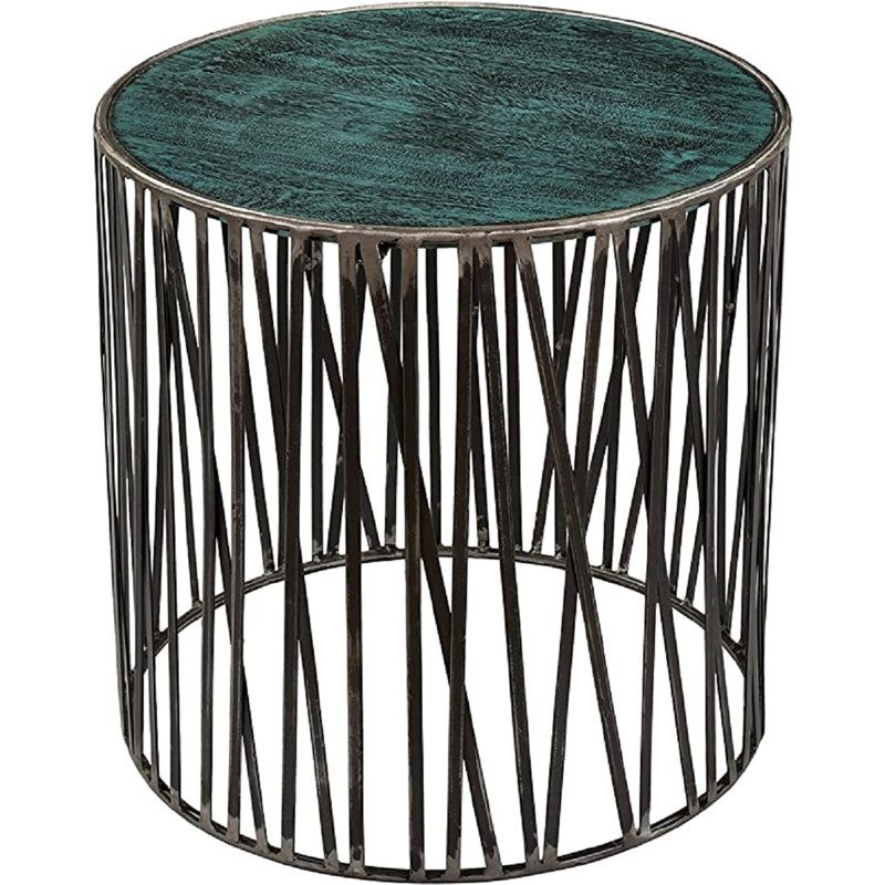 Round End Table with Metal Frame, 22x22x22