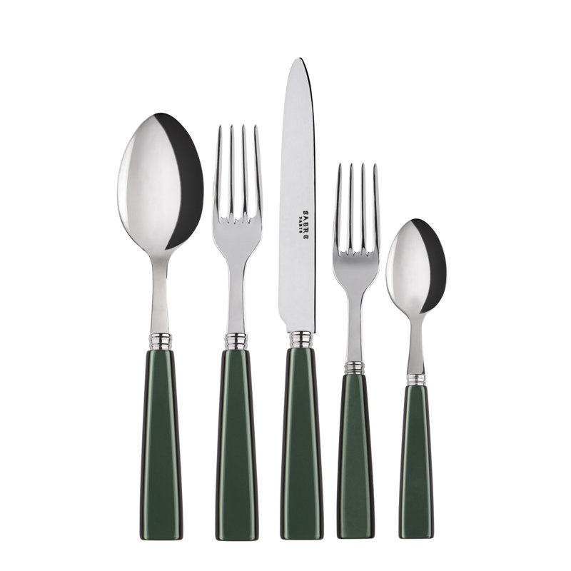 Icone 5 - Piece Stainless Steel Flatware Set - Service for 1, Dark Green