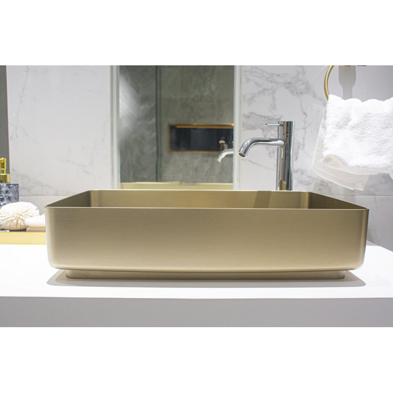 Selected 13.62'' Stainless Steel Square Bathroom Sink, Gold
