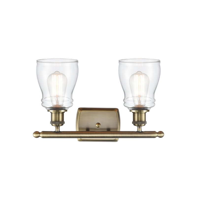 Éclairage pour meuble-lavabo 3 lumières à intensité réglable en laiton antique Wingard, DEL, Transparent, 3