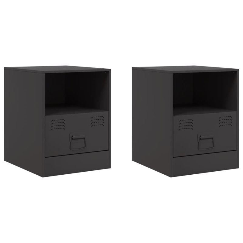 34.5cm W Steel Bedside Table, Black