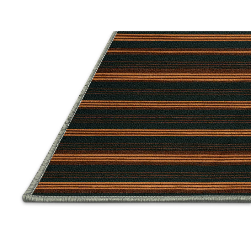Tapis vert à rayures horizontales lavable à la machine