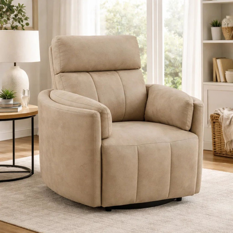 Sonny Manual Motion Glider Swivel Recliner Chair, Dark Beige Polish Microfiber