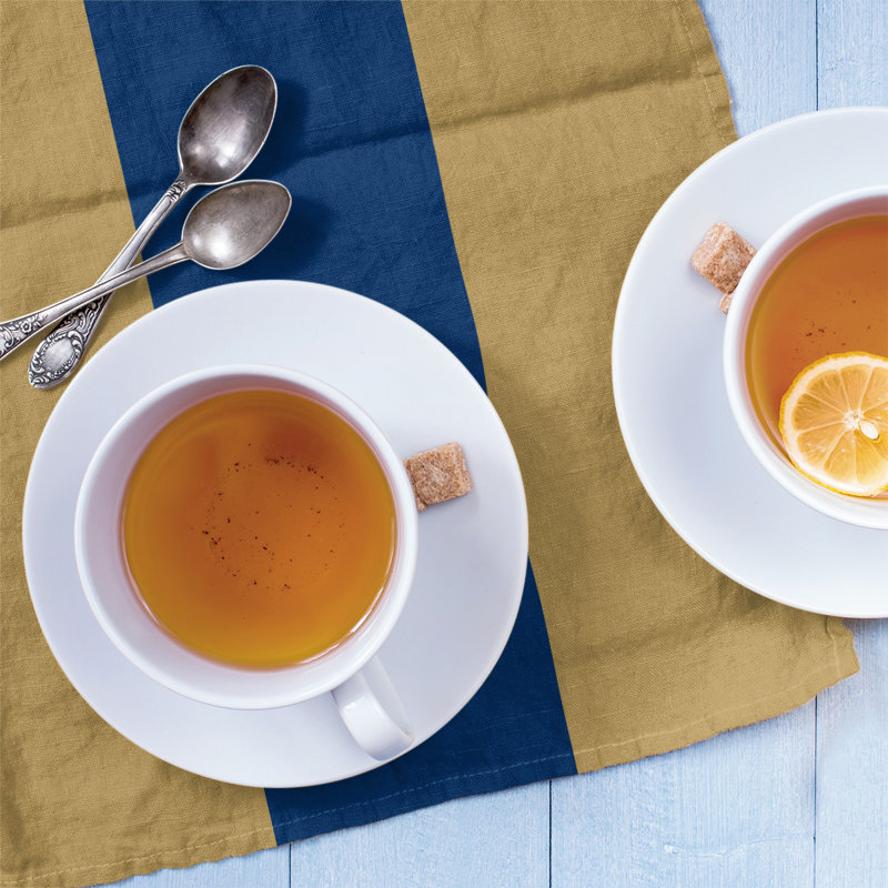 Stripe Tea Towel Kitchen Towel, Gold/Navy Blue/Gold Basketball, Cotton Blend