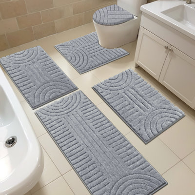 5 Piece Soft Absorbent Microfiber Bath Rug Set With Non-Slip Backing