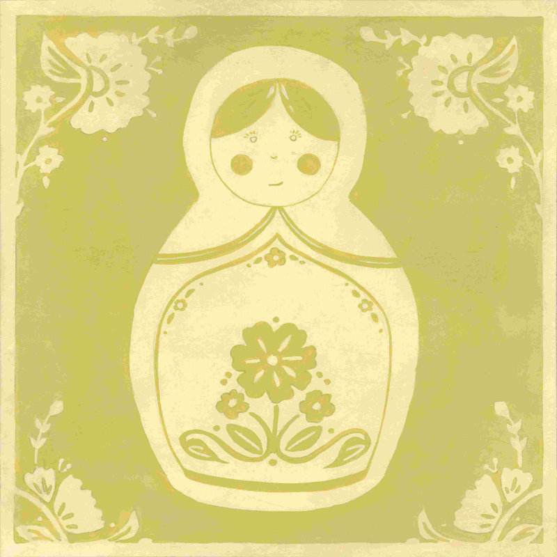 Poupée russe en vert, H 12 po x l 12 po x P 1,25 po