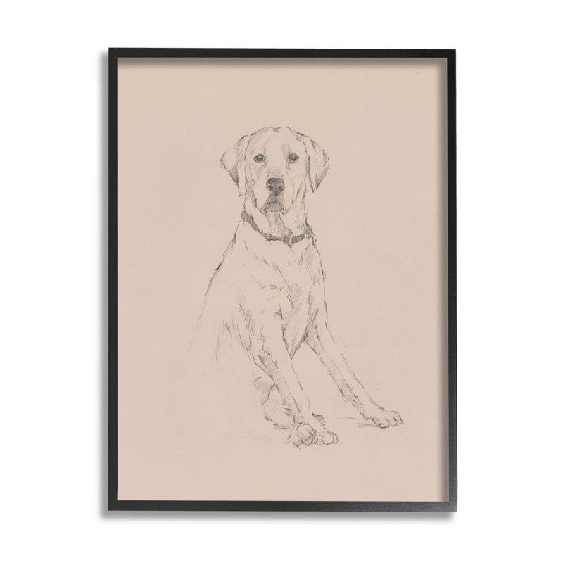 Retriever Dog Minimal par Ethan Harper - reproduction de cadre flottant sur bois, H 14 po x l 11 po x P 1,5 po