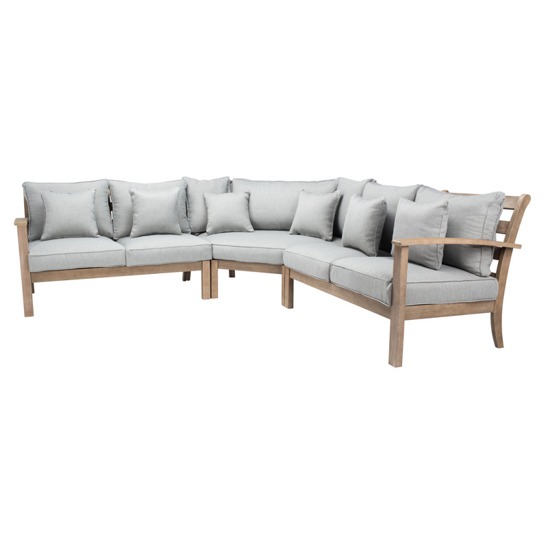 Rosabecca Patio Sectional Sofa, Light Gray