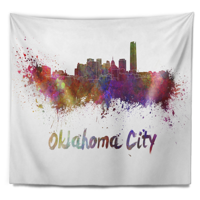 Tapisserie de l'oklahoma skyline Cityscape, H 32 po x l 39 po