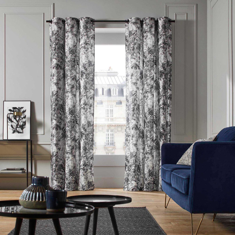 Kali Room Darkening Single Curtain Panel, 200 W x 270 D cm, White
