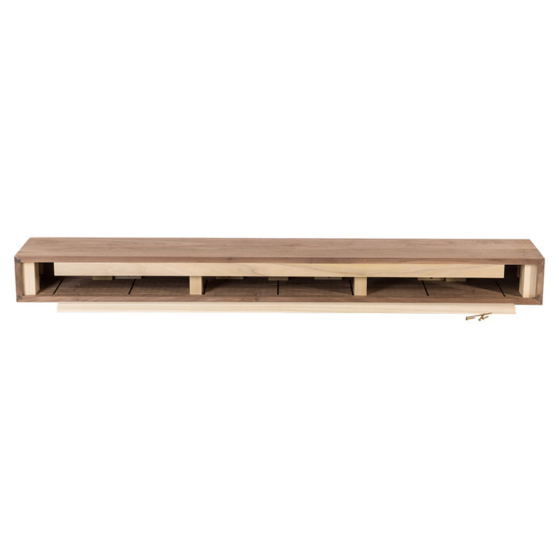 Modern Ember Walnut Creek Fireplace Mantel Shelf - 9" Depth, Close-Grain Details - Real Walnut Wood, 60", Matte Clear