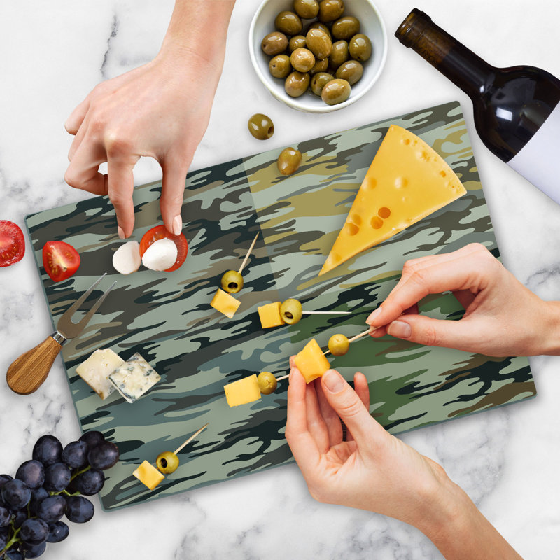 Ambesonne Camo Cutting Board Large Size Different Colored Patterns Multicolor