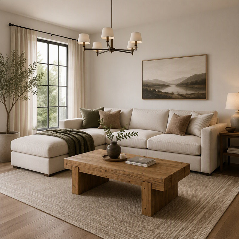 Table basse en bois massif avec un design global, Bois naturel