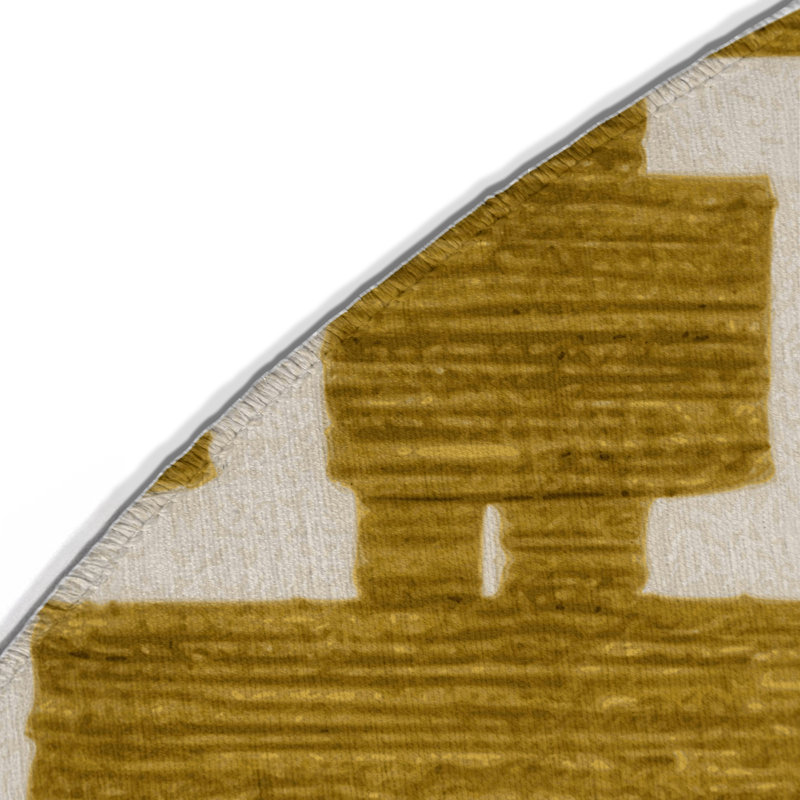 Trellis Brown Indoor and Outdoor Area Rug, Rond 5 pi