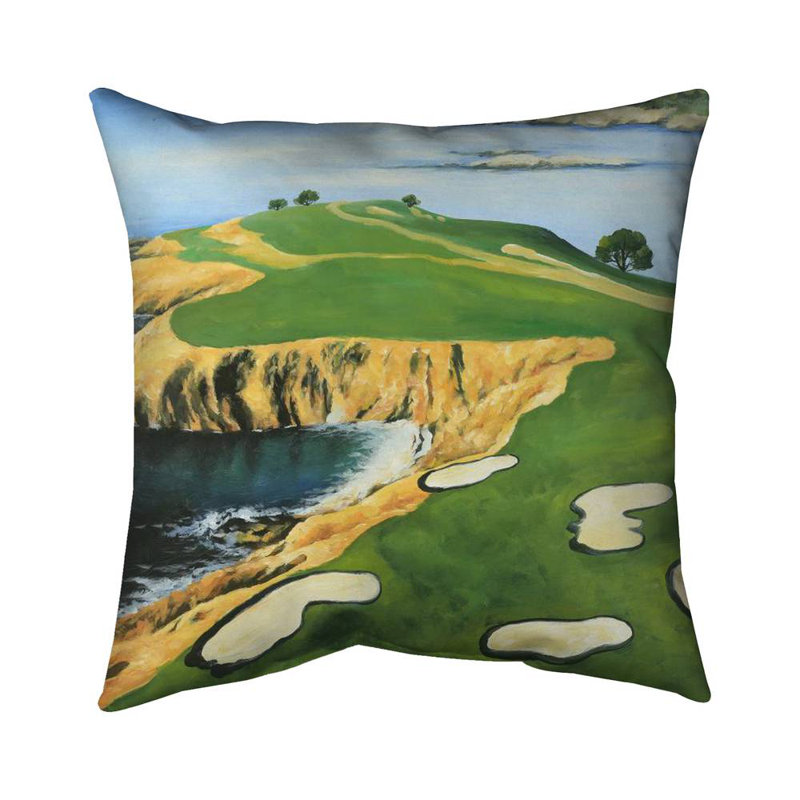 Pebble beach golf links - 20"x20" Throw pillow - Poly twill - Print on demand