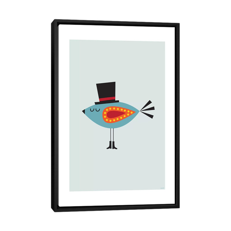 Bird (Turquoise), impression sur toile tendue, H 26 po x l 18 po x P 1,5 po, Toile encadrée noire