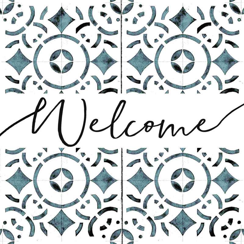 Welcome Tile - Wrapped Canvas Textual Art, 12" H x 12" W
