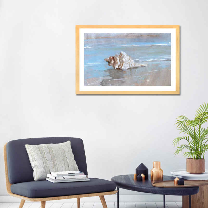 Shore Shell I par Sally Swatland - reproduction d'art, H 24 po x l 32 po x P 1 po, Natural Wood Paper, Blanc