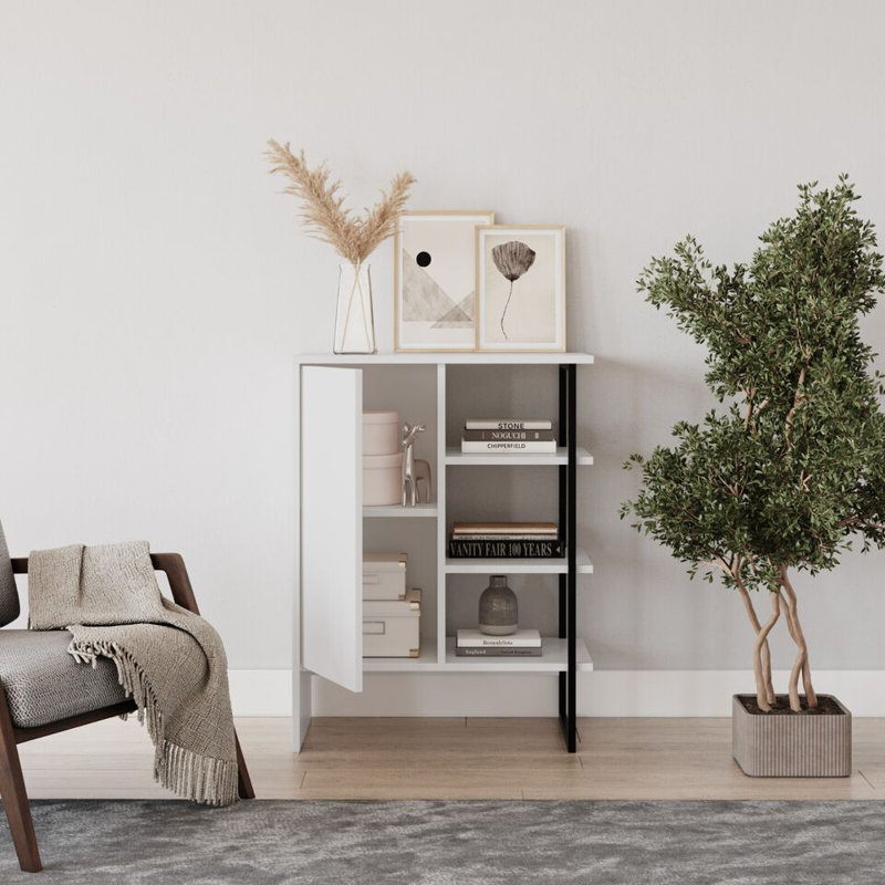 Rafaiel 79cm H x 60cm W Metal Bookcase, White