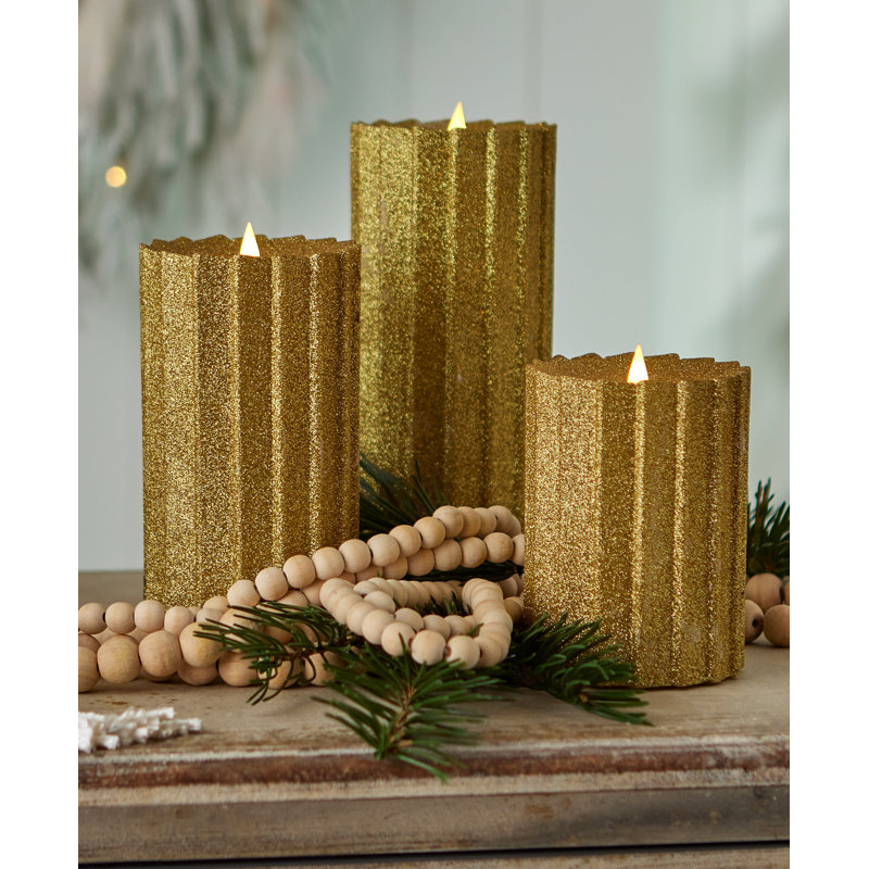Bougie sans flamme à paillettes Sutton, Pilier 8 po x 4 po