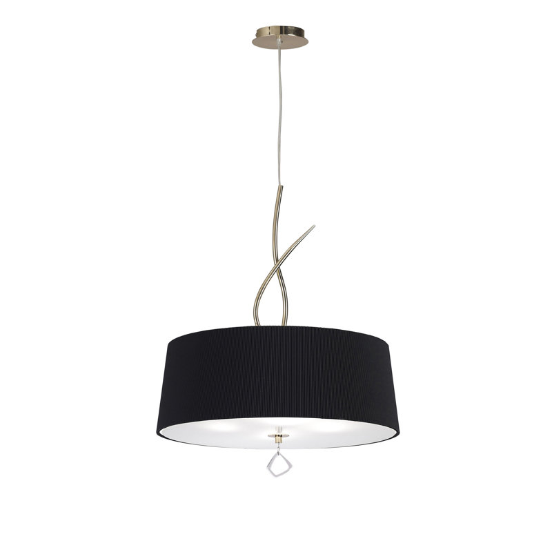 Eurich 4 - Light Drum Pendant, Black, French Gold