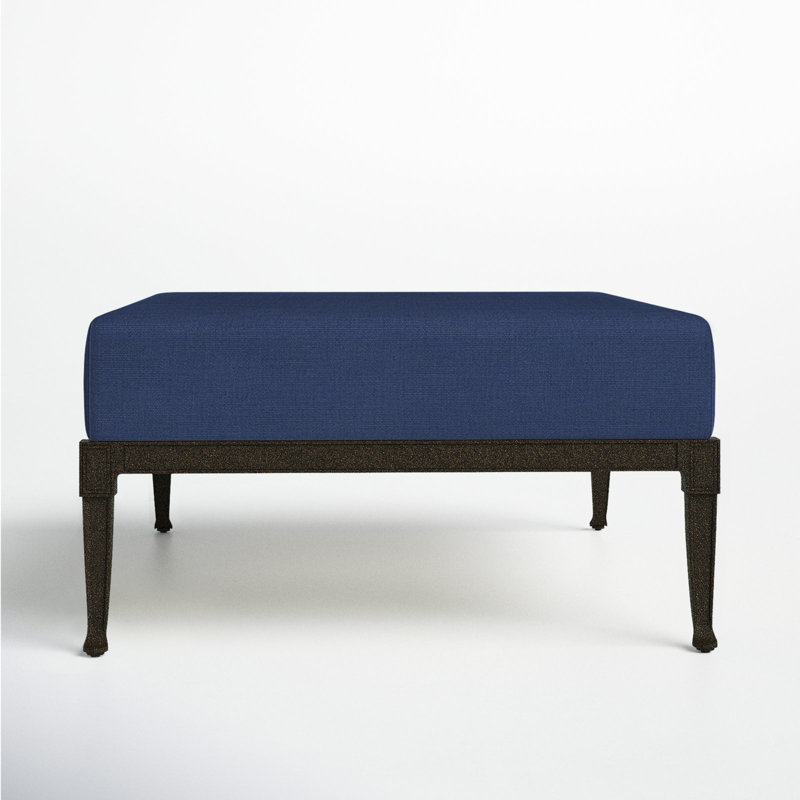 Wiltshire Outdoor Ottoman, Chestnut Brown, Canvas Navy Sunbrella® Canvas