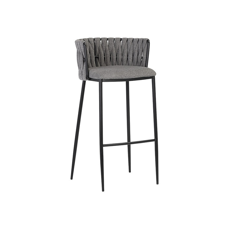 Tabouret Sarai - Gris Koala Belfast, Tissu natté performance gris foncé, Tabouret de bar (siège d’une hauteur de 30 po)