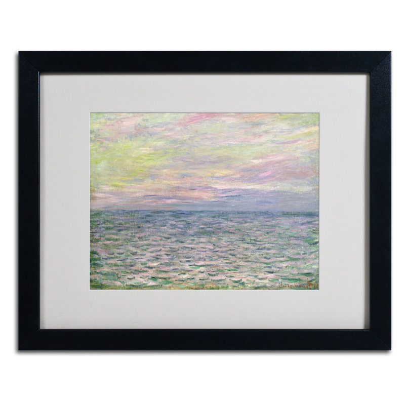 Coucher de soleil a pourvil par Claude Monet, reproduction d'art sur toile, H 16 po x l 20 po x P 0,5 po, Noir