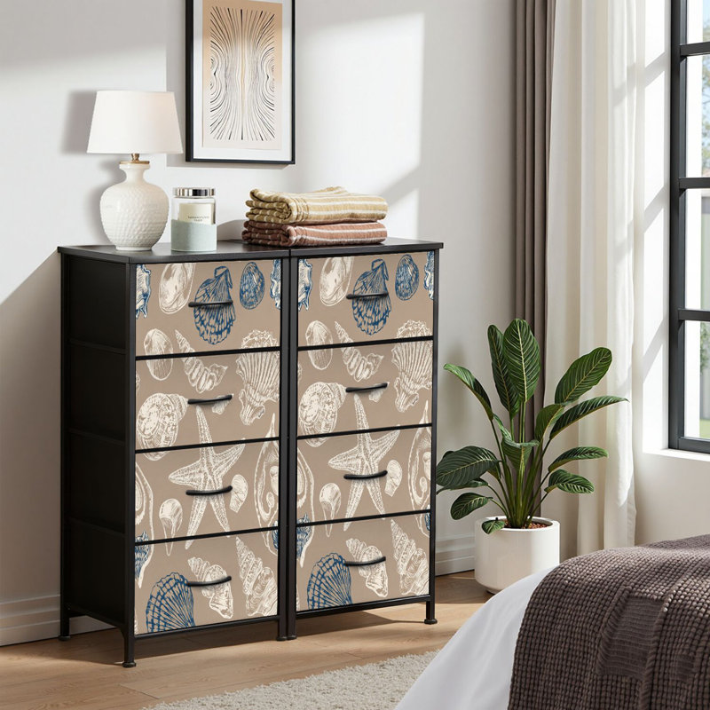 4 Drawer Dresser for Bedroom, Narrow Chest of Drawers, Wooden Top and Study Iron Frame 18"x37.5"-(WxH)