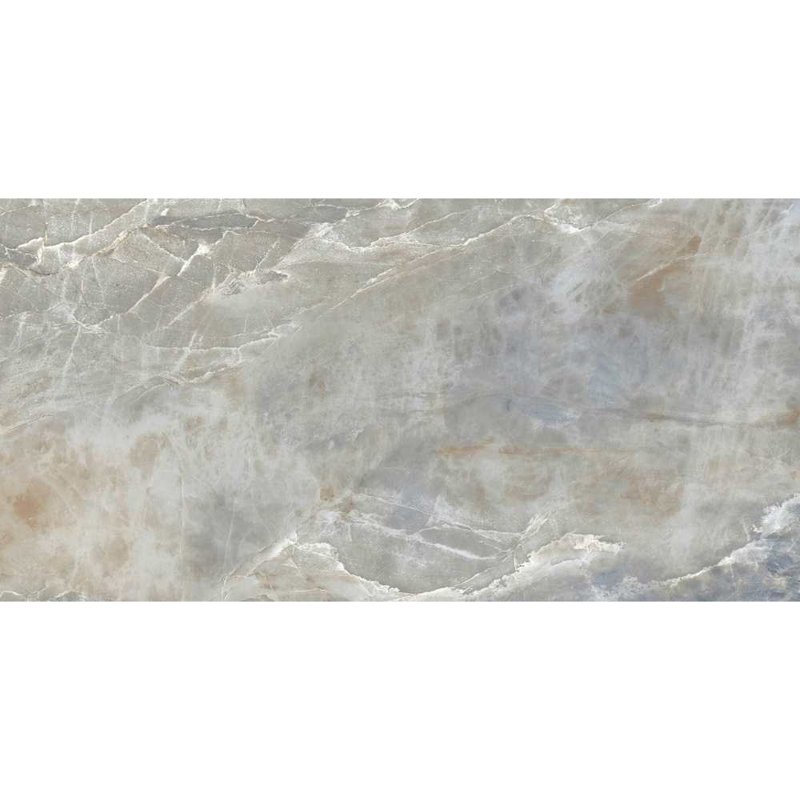 Adin 24" x 48" Marble Look Porcelain Tile, Blue/Brown/Gray