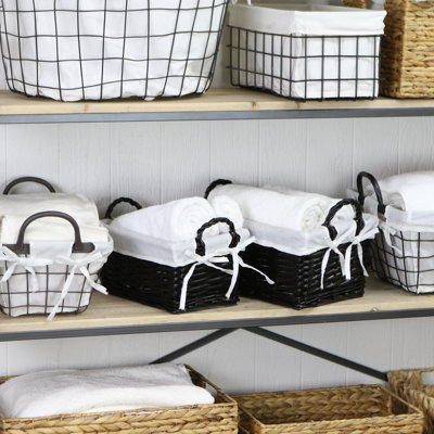 Ensemble de 2 paniers en osier et rotin avec rangement Willow