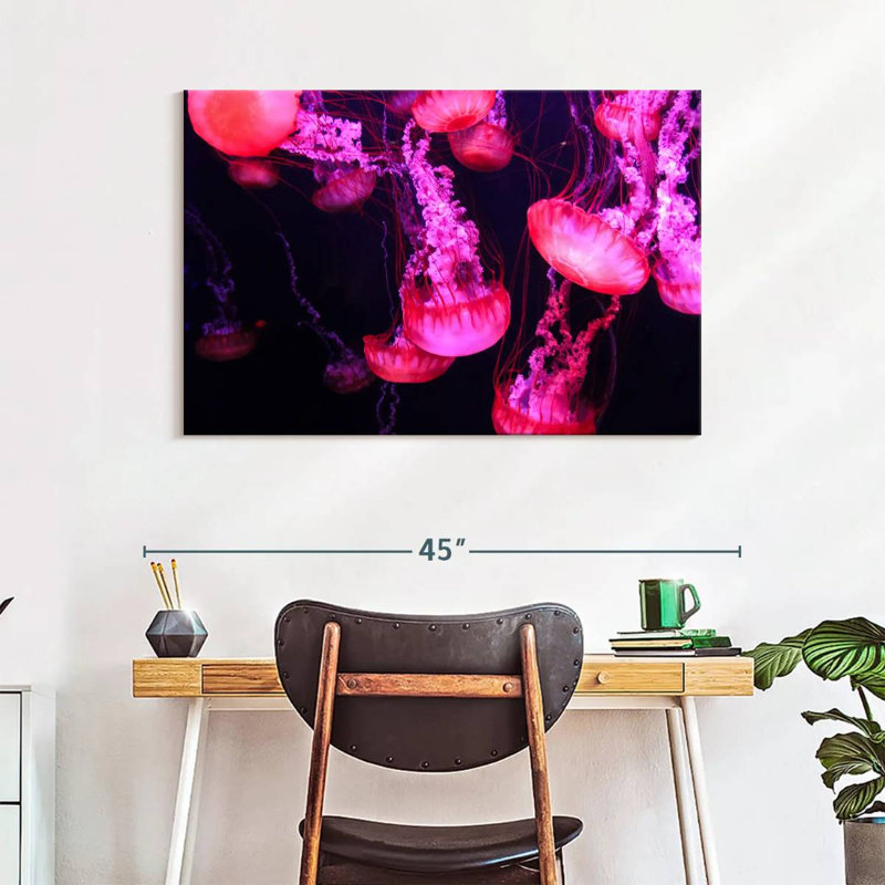 Bright Pink Jellyfish, 26" H x 39" W