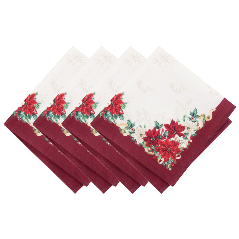 Aamira Poinsettia Garland Floral Square Napkin